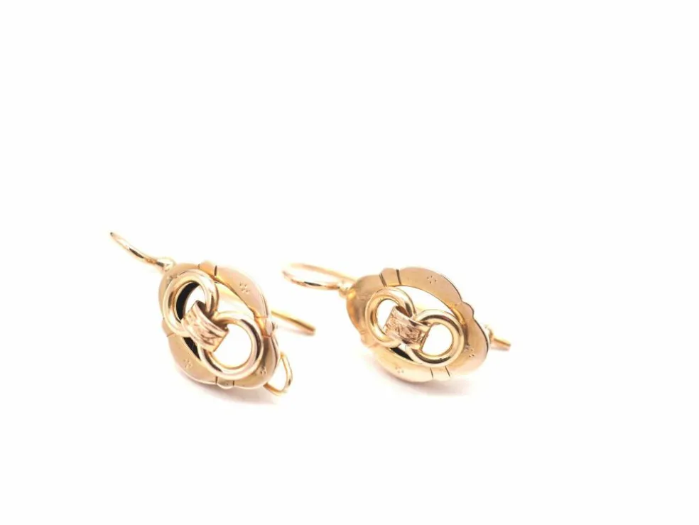 Boucles d'oreilles pendantes en or rose fin XIXe siècle