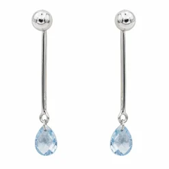 Boucles d'oreilles Pendantes Or blanc Aigue Marine