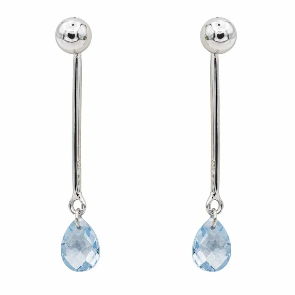 Boucles d'oreilles Pendantes Or blanc Aigue Marine