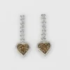 Boucles d'oreilles pendantes coeur diamants