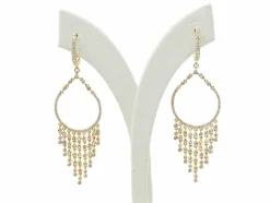 Boucles d'oreilles pendantes à pampilles en or jaune et diamants