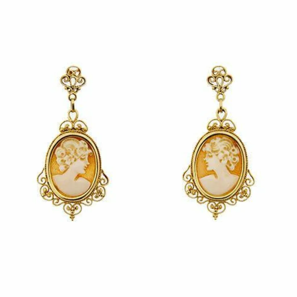 Boucles d'oreilles pendantes Camée