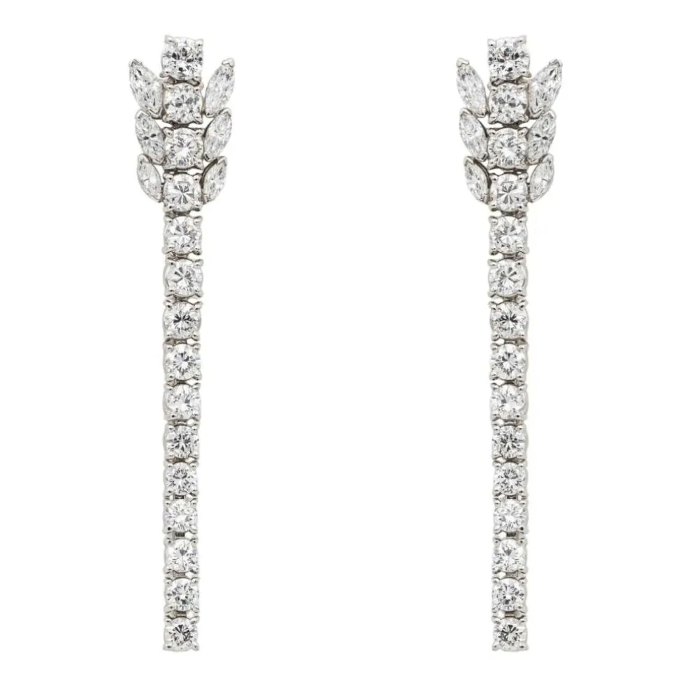 Boucles d'oreilles Pendantes Or blanc Diamant