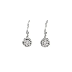 Boucles d’oreilles pendantes diamants or blanc