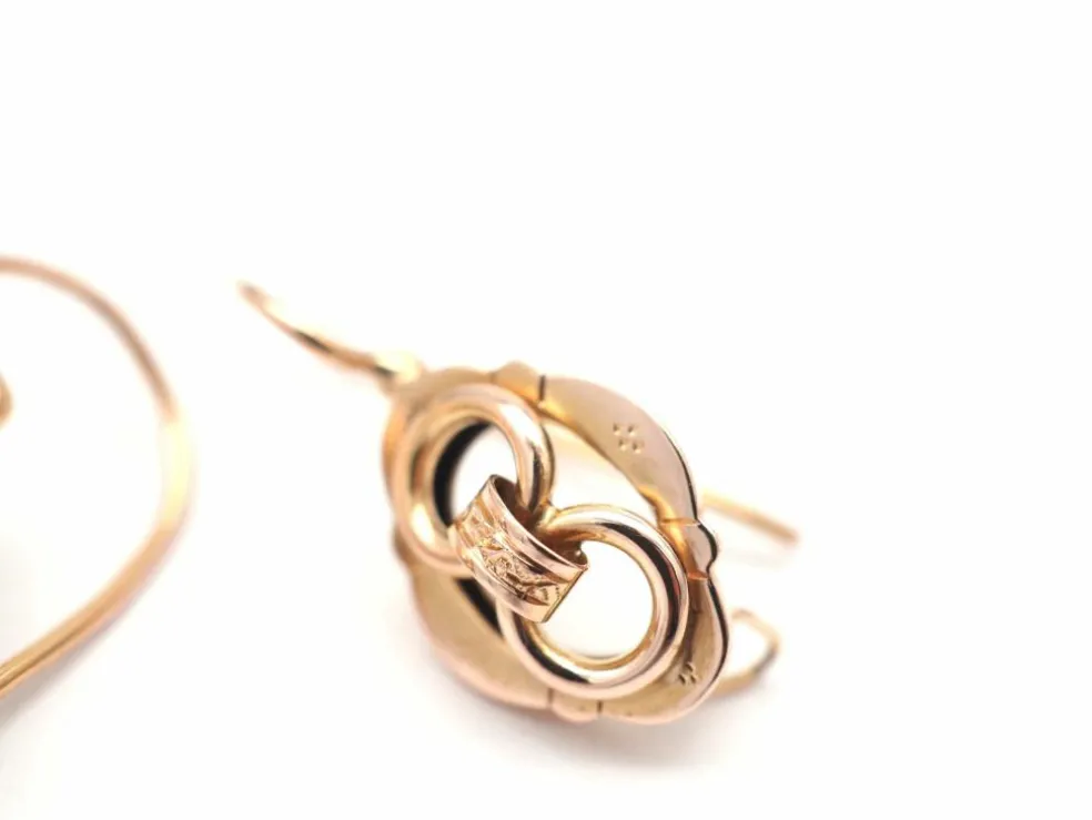 Boucles d'oreilles pendantes en or rose fin XIXe siècle