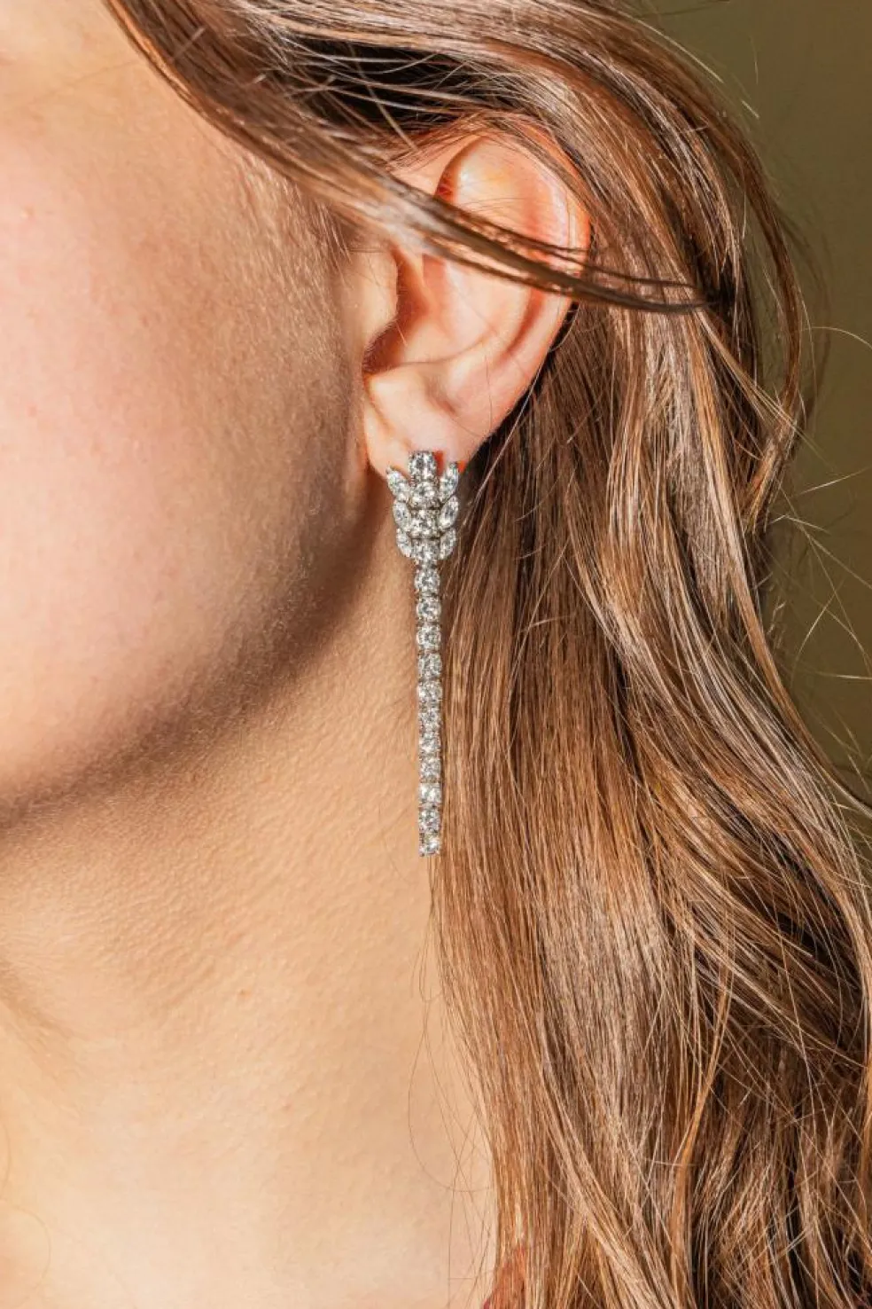 Boucles d'oreilles Pendantes Or blanc Diamant