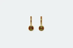 Boucles d'oreilles pendantes en or jaune avec pierres
