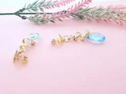 Boucles d'oreilles Pendantes Topazes bleues