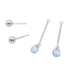 Boucles d'oreilles Pendantes Or blanc Aigue Marine