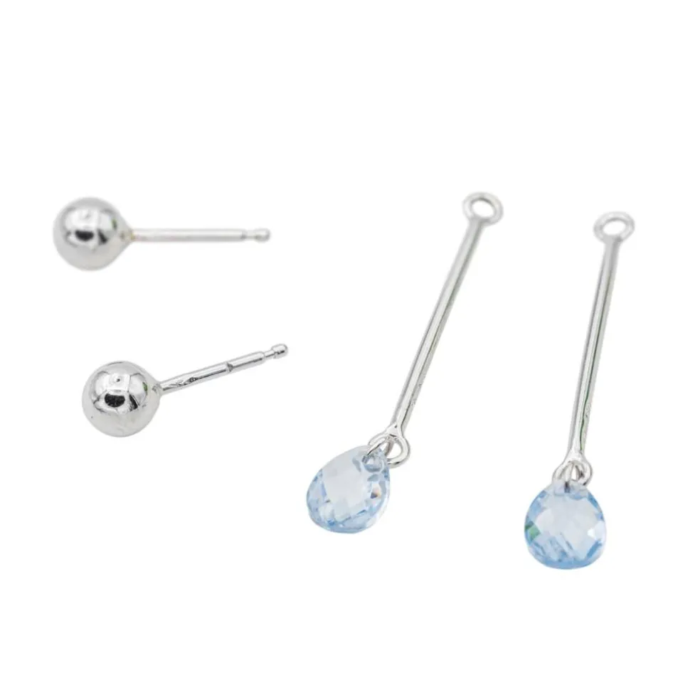 Boucles d'oreilles Pendantes Or blanc Aigue Marine