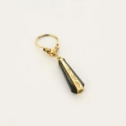 Boucles d'oreilles pendantes onyx or jaune