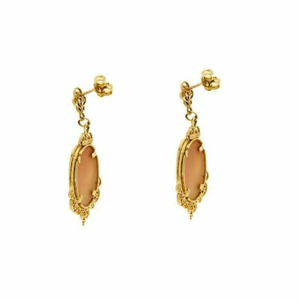 Boucles d'oreilles pendantes Camée