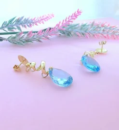 Boucles d'oreilles Pendantes Topazes bleues