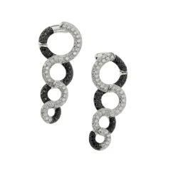 Boucles d'oreilles pendantes diamants noirs et blancs