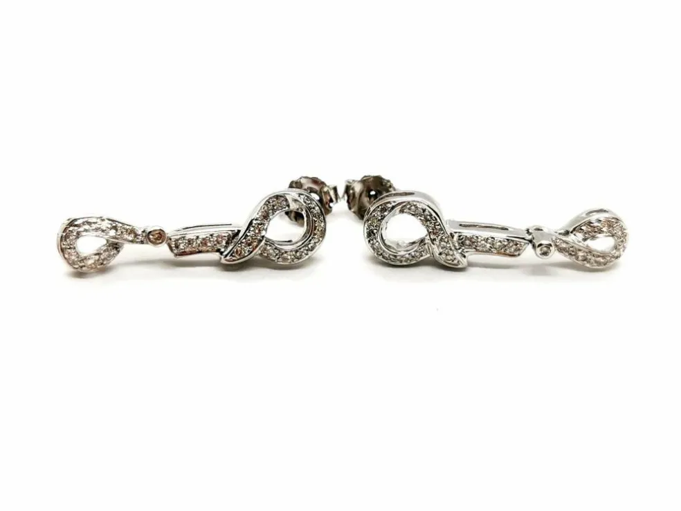 Boucles d'oreilles Pendantes Or blanc Diamant