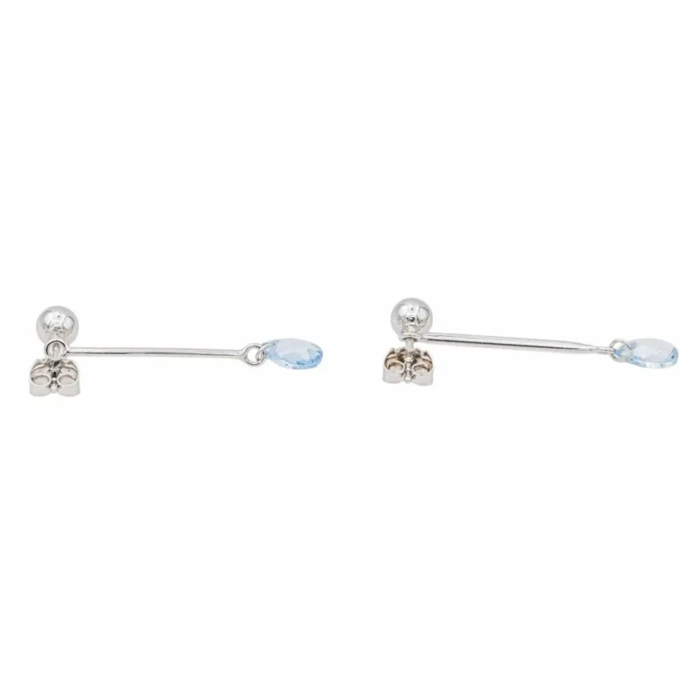 Boucles d'oreilles Pendantes Or blanc Aigue Marine