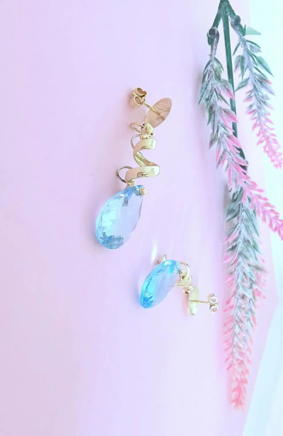 Boucles d'oreilles Pendantes Topazes bleues