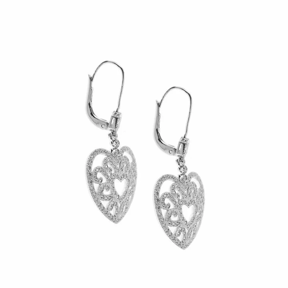 Boucles d'oreilles pendantes Coeur diamants