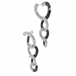 Boucles d'oreilles pendantes diamants noirs et blancs