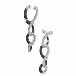 Boucles d'oreilles pendantes diamants noirs et blancs