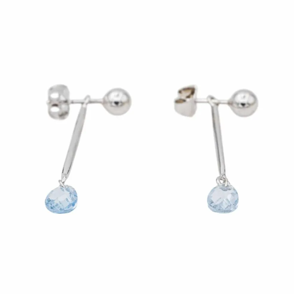 Boucles d'oreilles Pendantes Or blanc Aigue Marine