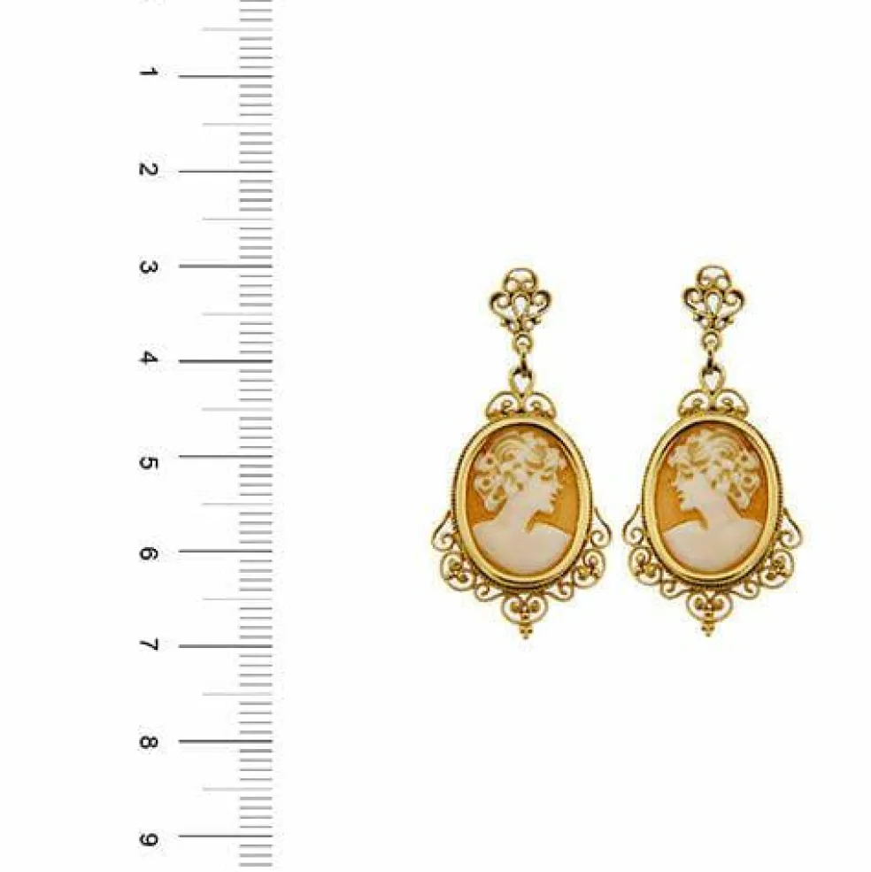 Boucles d'oreilles pendantes Camée