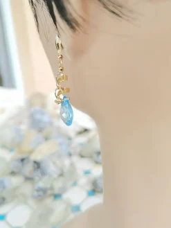 Boucles d'oreilles Pendantes Topazes bleues