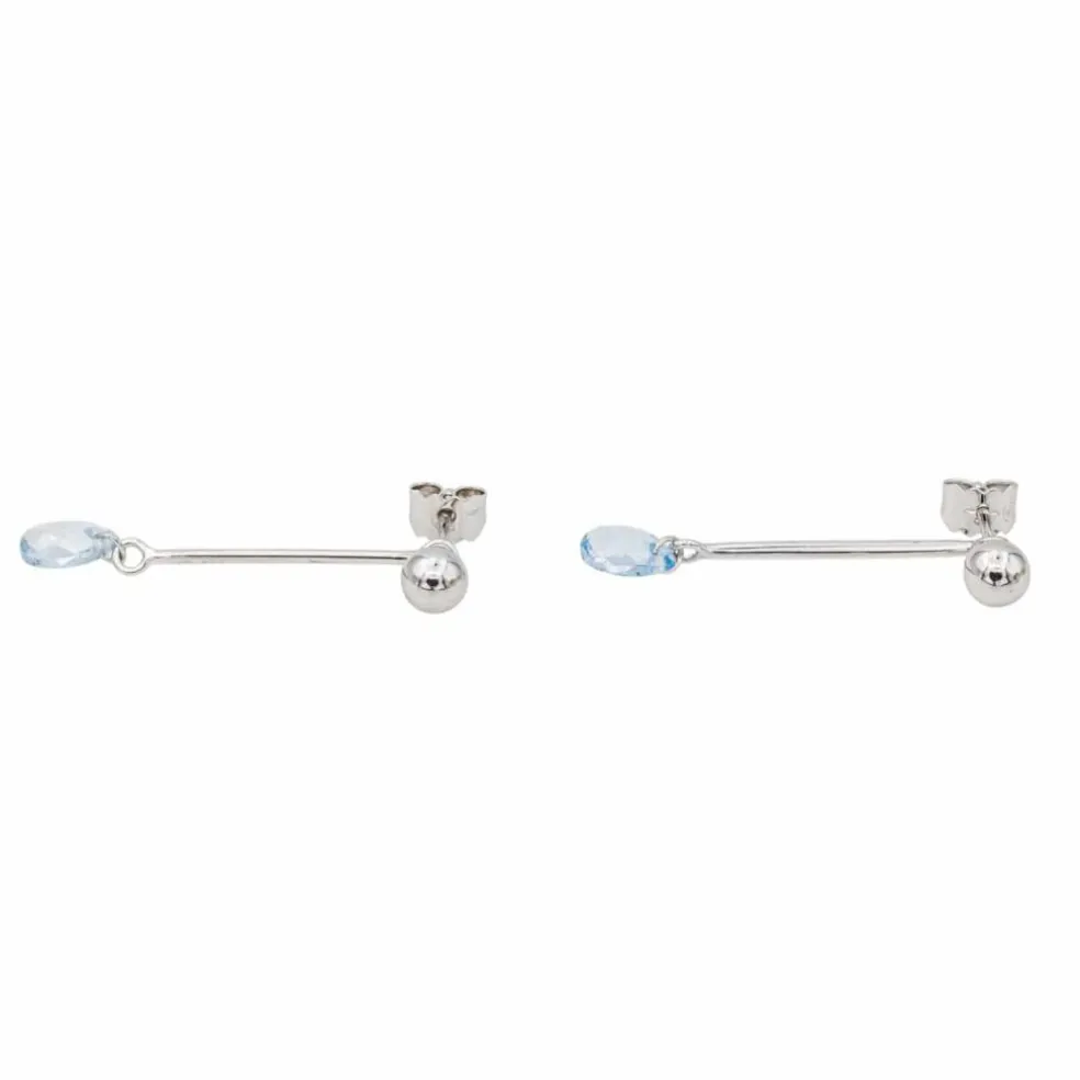 Boucles d'oreilles Pendantes Or blanc Aigue Marine
