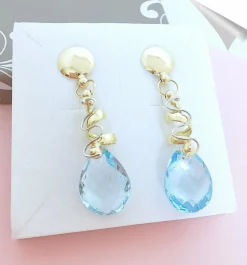 Boucles d'oreilles Pendantes Topazes bleues
