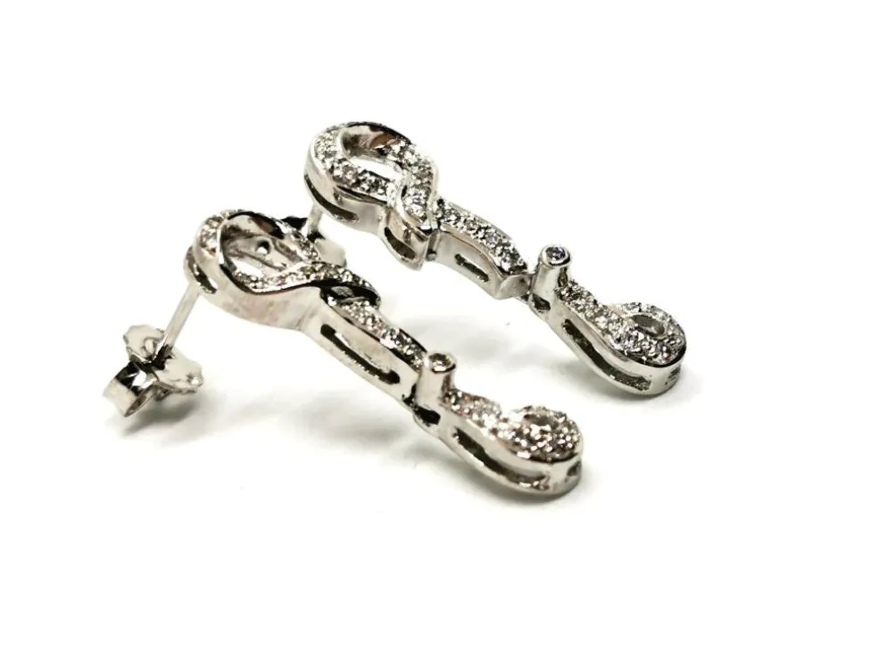 Boucles d'oreilles Pendantes Or blanc Diamant