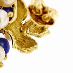 Boucles d'oreilles pendantes en lapis-lazuli et perles