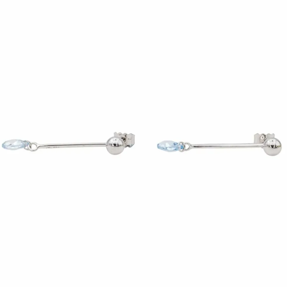 Boucles d'oreilles Pendantes Or blanc Aigue Marine