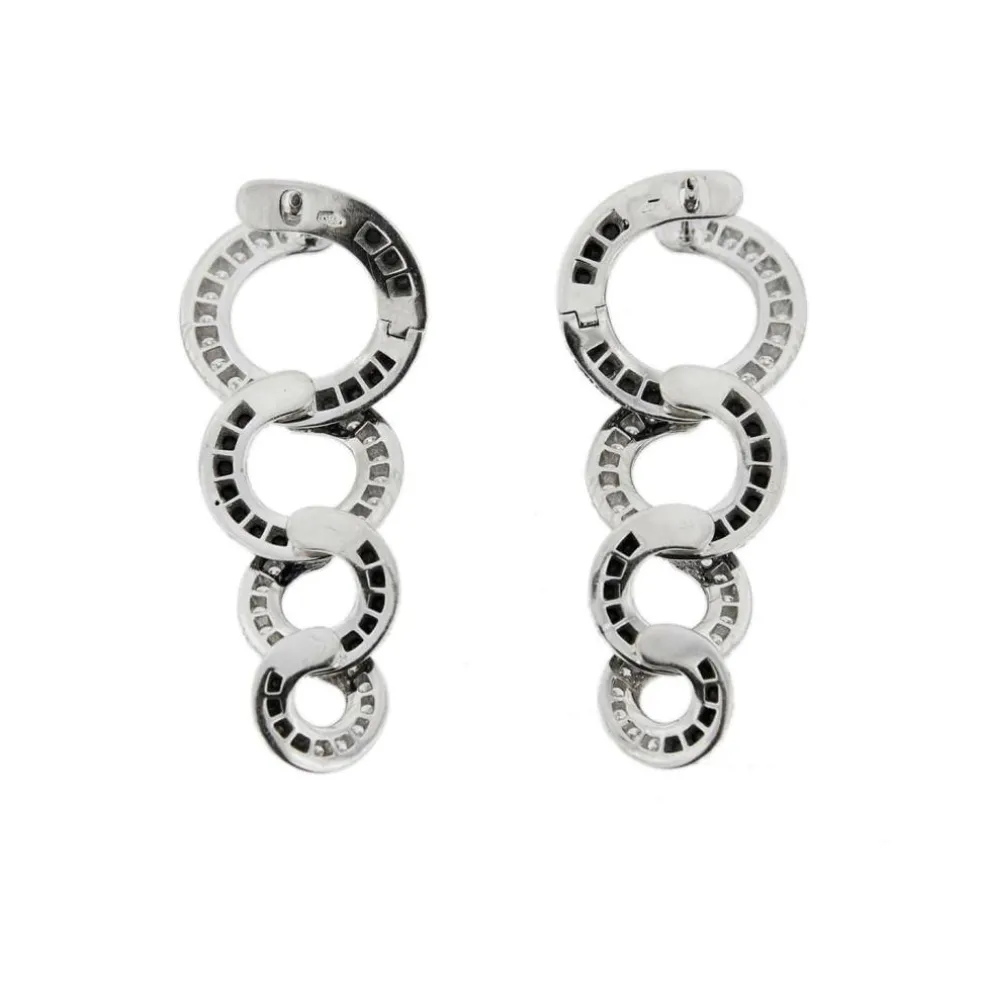 Boucles d'oreilles pendantes diamants noirs et blancs