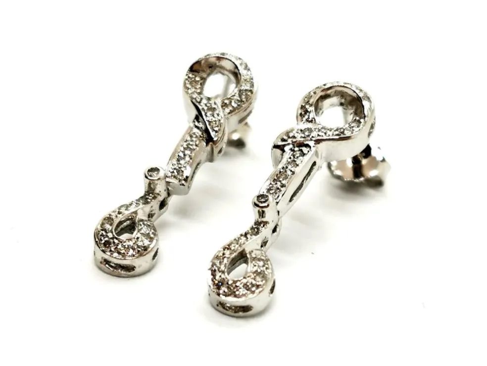 Boucles d'oreilles Pendantes Or blanc Diamant
