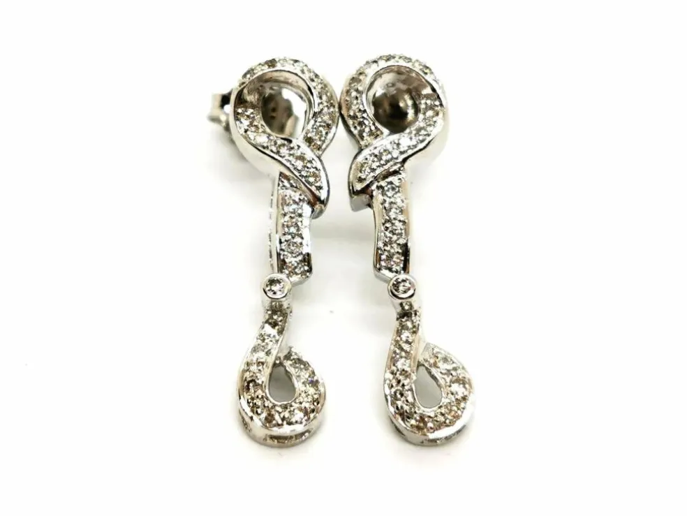 Boucles d'oreilles Pendantes Or blanc Diamant