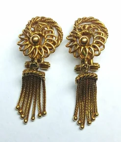 Boucles d'oreilles pendeloques à clip en or jaune