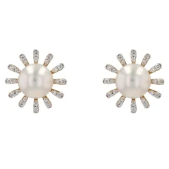 Boucles d'oreilles perle Akoya diamant flocon