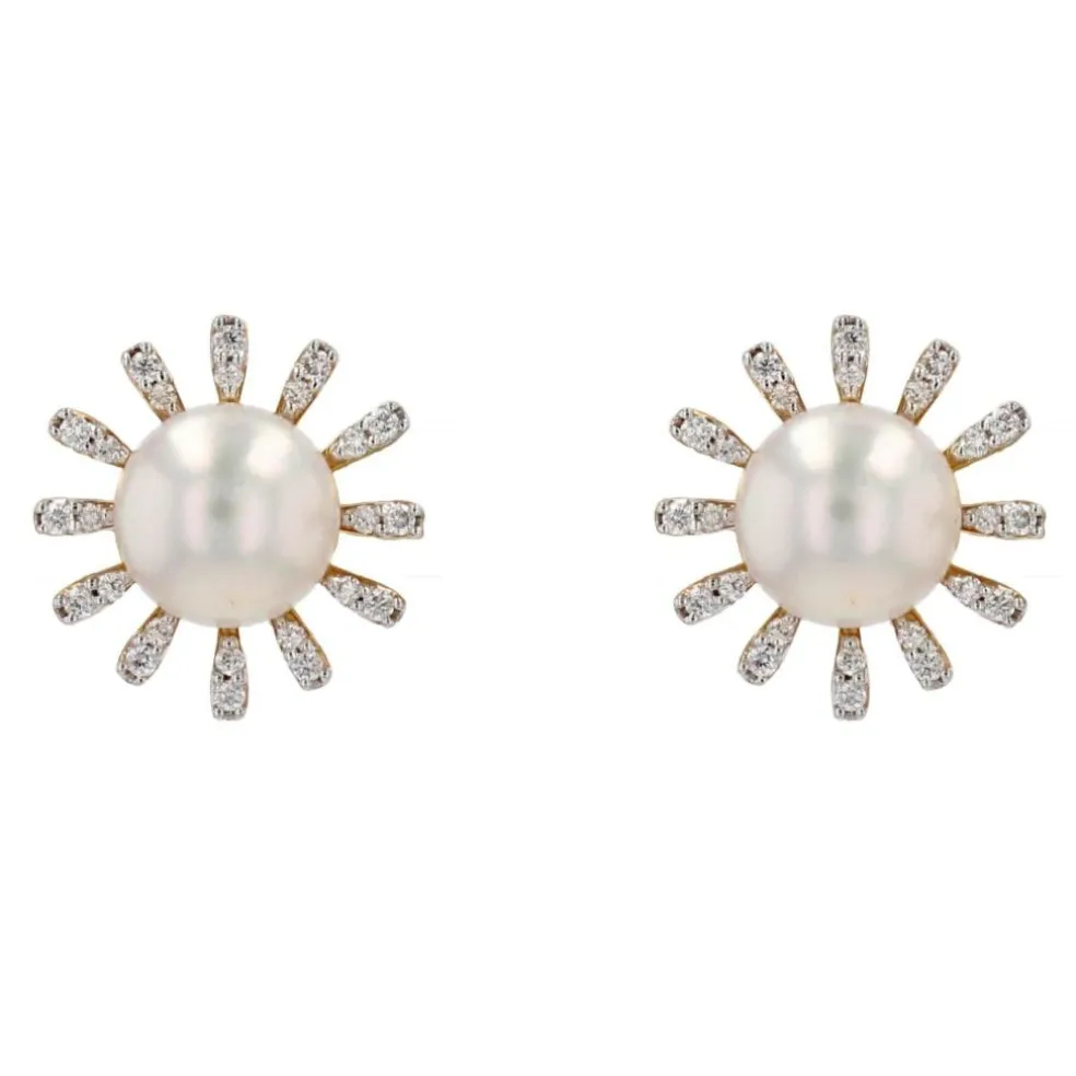 Boucles d'oreilles perle Akoya diamant flocon