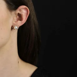 Boucles d'oreilles perle Akoya diamant flocon