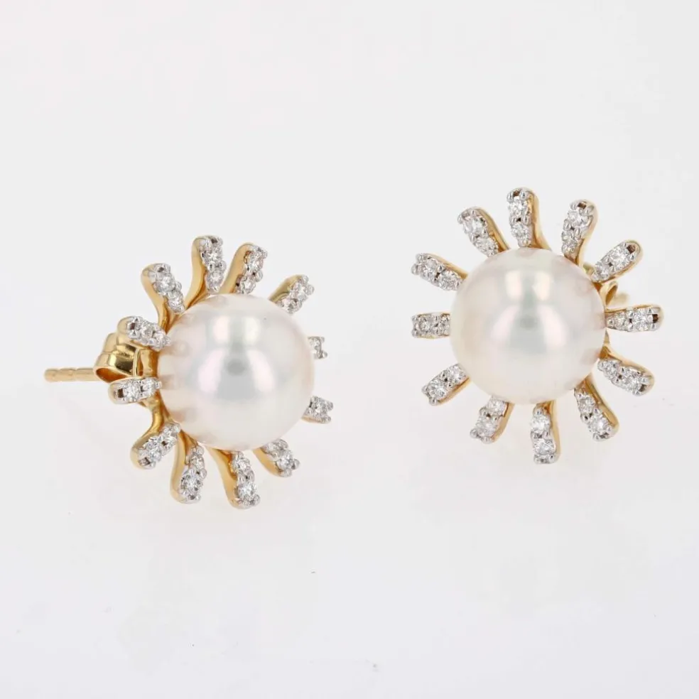 Boucles d'oreilles perle Akoya diamant flocon