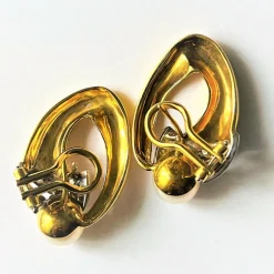 Boucles d'Oreilles Perle Diamants 2 ors