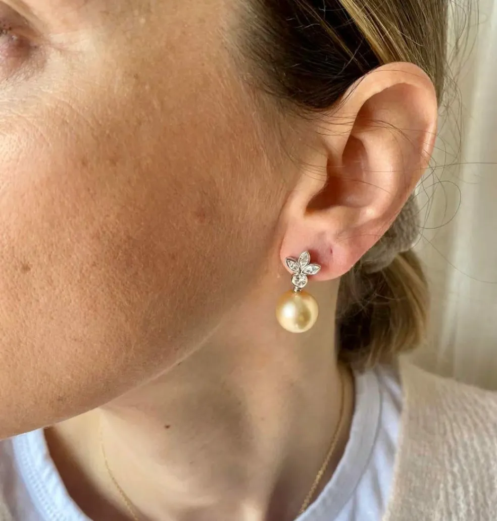 Boucles d'oreilles Perle Diamants