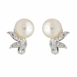 Boucles d'oreilles Perle Or blanc Diamant, Perle