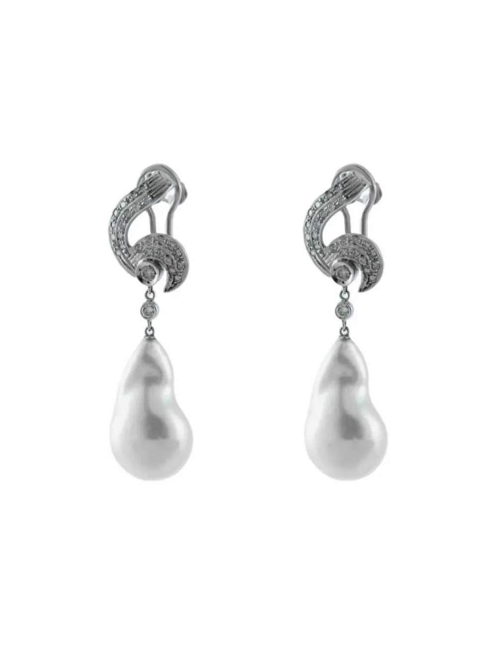 Boucles d'oreilles Perles baroques Diamants