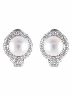 Boucles d'oreilles Perles Diamants Or blanc