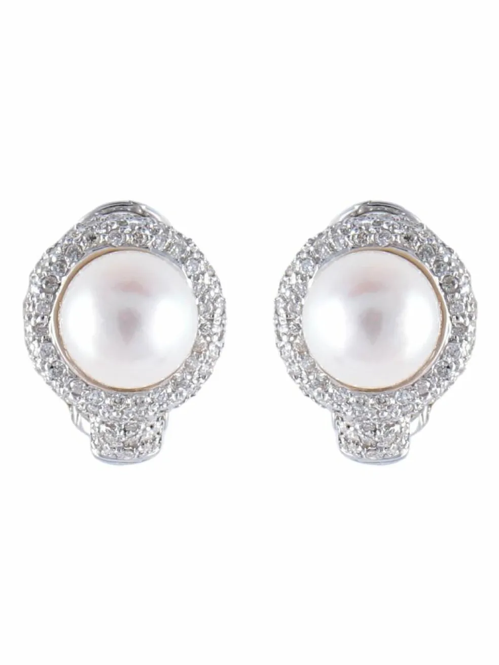 Boucles d'oreilles Perles Diamants Or blanc