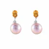 Boucles d'Oreilles Perles Citrines Diamants