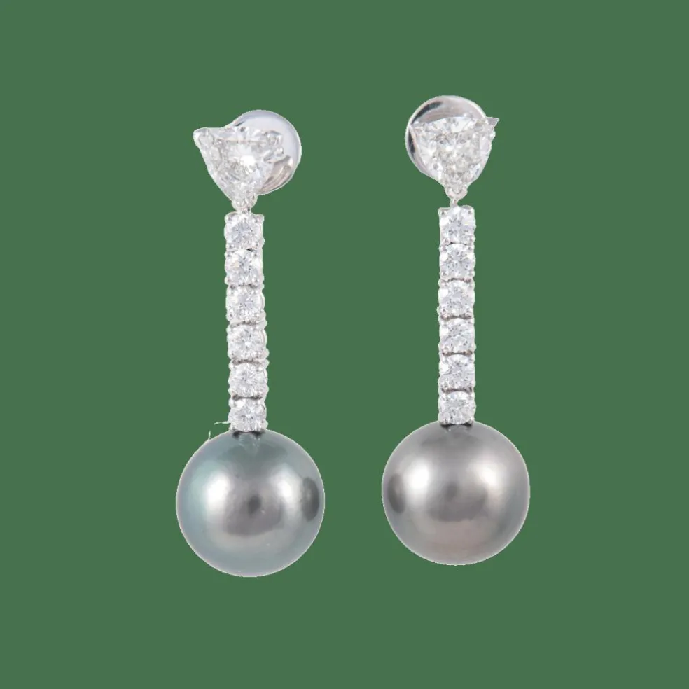 Boucles d'oreilles Perles de Tahiti Diamants