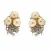 Boucles d'oreilles perles pierres de couleur et diamants