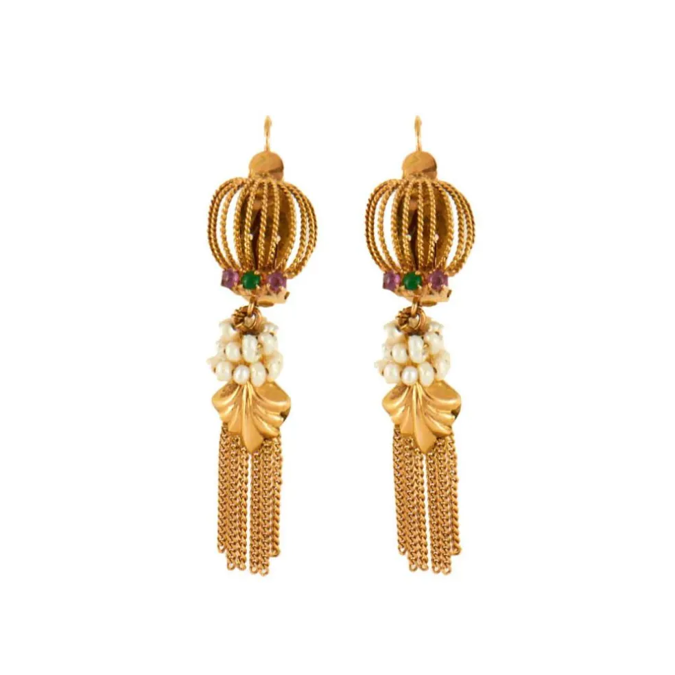 Boucles d'oreilles Perles et pierres de couleur